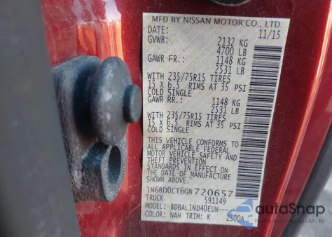 2016 Nissan Frontier S из США, поврежденный, VIN 1N6BD0CT6GN720657